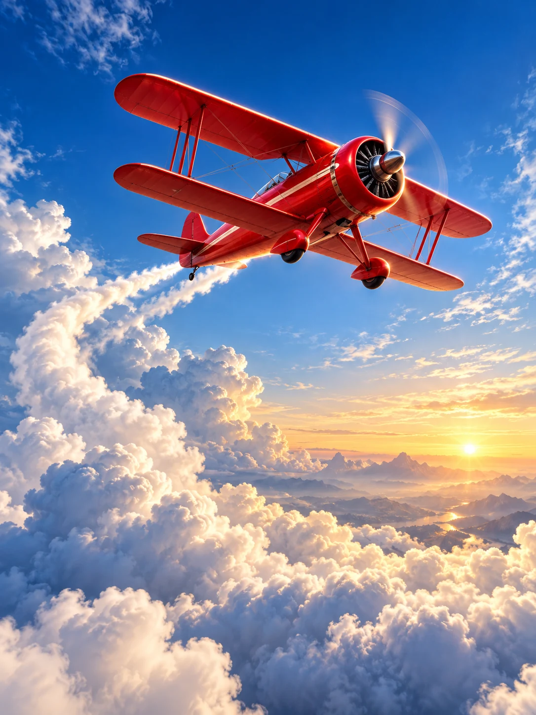Original illustration of a phone showing an abstract red aircraft symbol against a sky